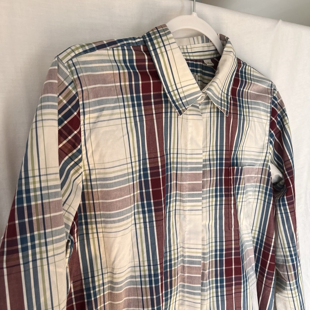 Orvis Women's White Plaid Button-Up Shirt Long Sleeve 100% Cotton Size 14